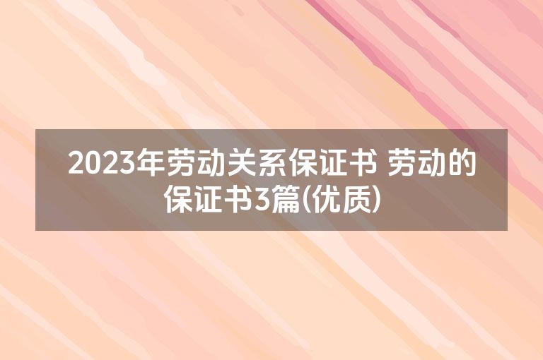 2023年劳动关系保证书 劳动的保证书3篇(优质)