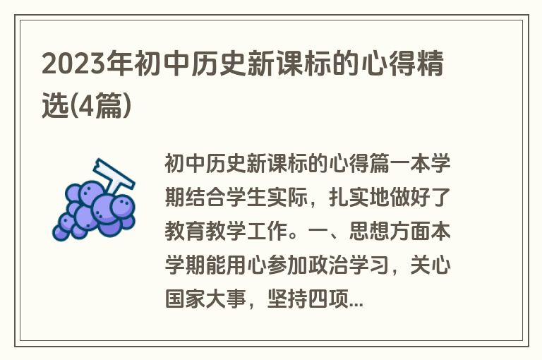 2023年初中历史新课标的心得精选(4篇)