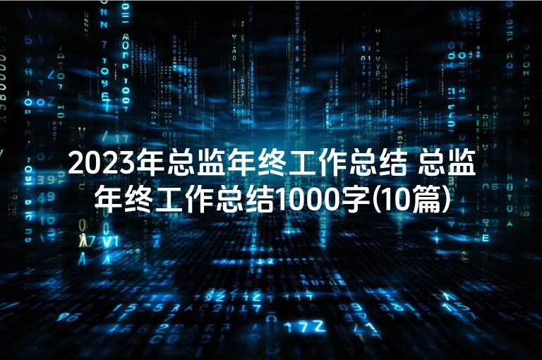 2023年总监年终工作总结 总监年终工作总结1000字(10篇)