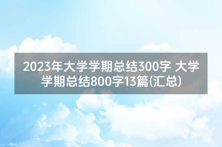 2023年大学学期总结300字 大学学期总结800字13篇(汇总)